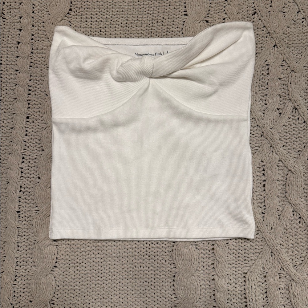 Abercrombie & Fitch White Sleeveless Bustier Crop Top